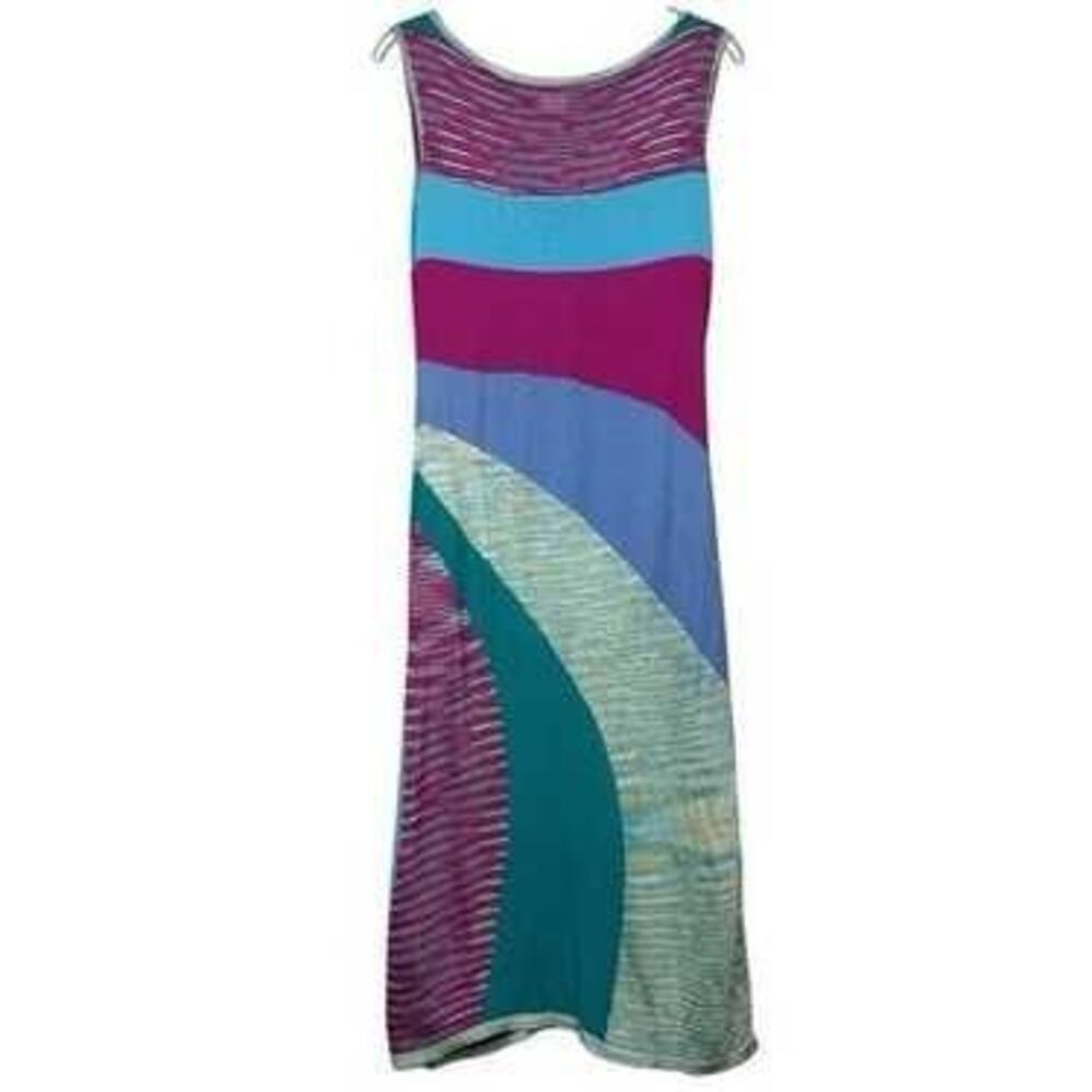 Missoni Sleeveless Knit Dress Multicolor Abstract Stripe Viscose Italy M